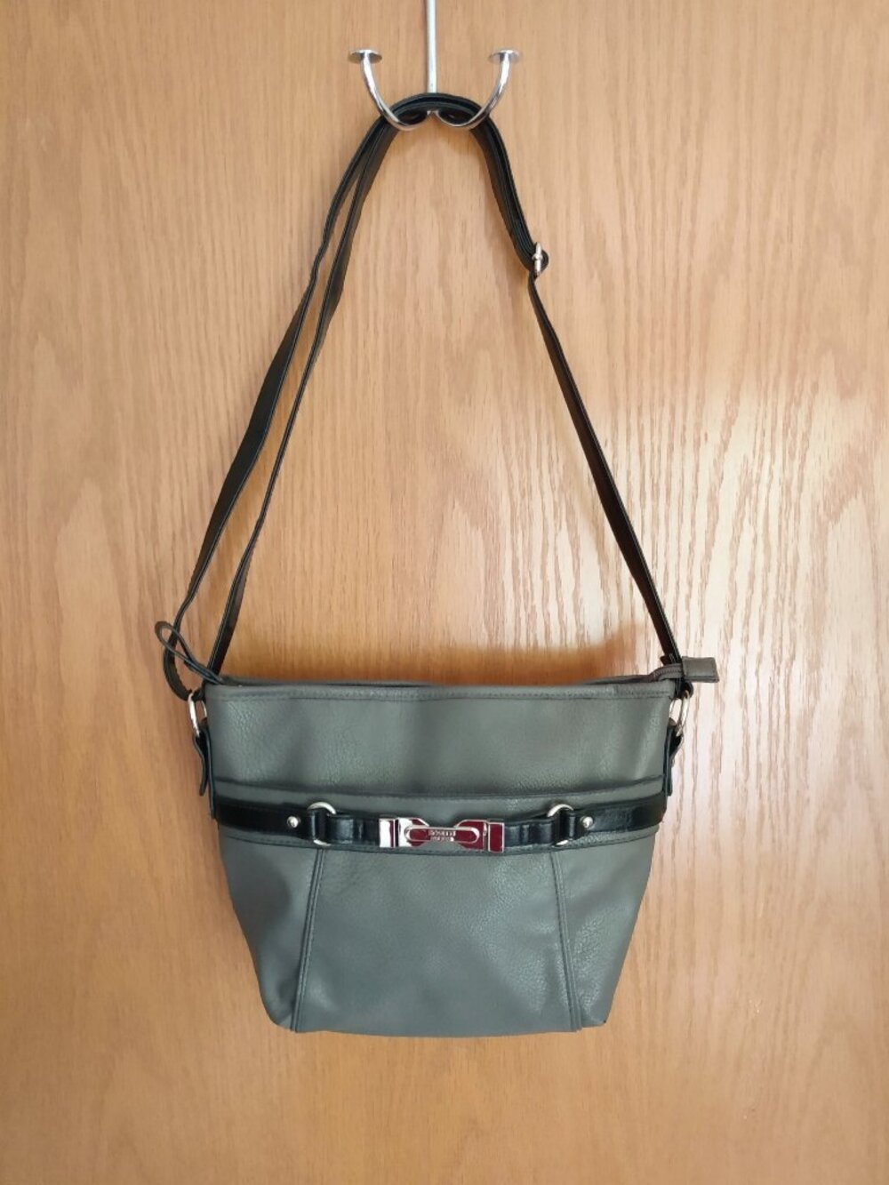 Rosetti PVC Faux Leather Gray Handbag Purse Adjustable Shoulder Crossbody Strap
